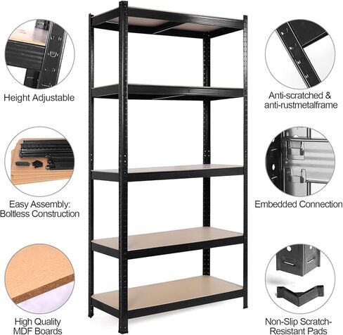 Heavy Duty 5 Tier Shelf - Garage Shelving Units with Shelves Rack, Display Shelves with a Max Load of 1900lbs, Basement Shelving for Garages, Sheds, Warehouses, Workshops Kitchen (Blue, S) in Saudi Arabia