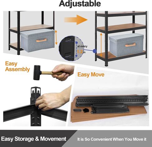 Heavy Duty 5 Tier Shelf - Garage Shelving Units with Shelves Rack, Display Shelves with a Max Load of 1900lbs, Basement Shelving for Garages, Sheds, Warehouses, Workshops Kitchen (Blue, S) in Saudi Arabia