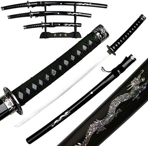ACE Ace Martial Arts Deluxe Red Dragon Katana Samurai Sword 3pc set w/stand in Kuwait