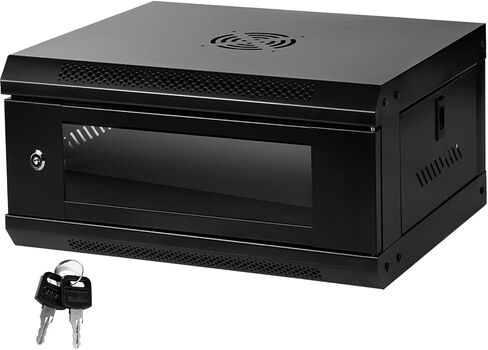 Server Rack Enclosure with Glass Door Black, Locks, & Removable Side Panels - Wall Mount IT Network Cabinet 19 Inch Rack 17.7 Inches Deep, Red, 4U in Saudi Arabia