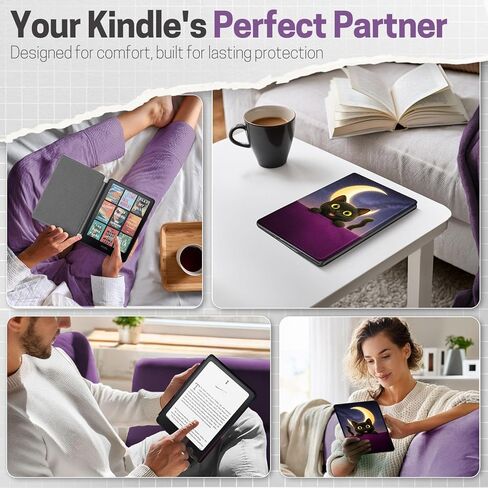 حافظة TNP لجهاز Kindle Paperwhite الجيل الثاني عشر 2024 / Kindle Colorsoft Signature Edition - حافظة حماية مطوية من جلد البولي يوريثان مقاس 7 بوصات لجهاز Kindle Paperwhite Kids مع خاصية النوم/الاستيقاظ التلقائي، أسود in Saudi Arabia