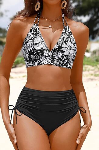 Women Tummy Control Bikini Set - Two Piece Swimsuit High Waisted Bathing Suit Halter Push Up 2025 Swimwear in Kuwait
