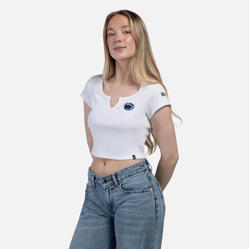 Hype & Vice Cali Tee for Women (Medium) - Florida State University Tailgate Top for Women, Crop Top T-Shirt, College Shirts for Game Days - White in Saudi Arabia
