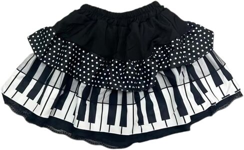 Women Piano Mini Skirts Y2k Harajuku Dark Coquette Aesthetic Grunge Black White Spliced Short Skirt in Kuwait