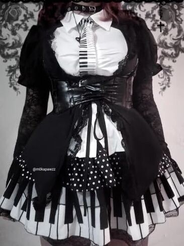 Women Piano Mini Skirts Y2k Harajuku Dark Coquette Aesthetic Grunge Black White Spliced Short Skirt in Kuwait