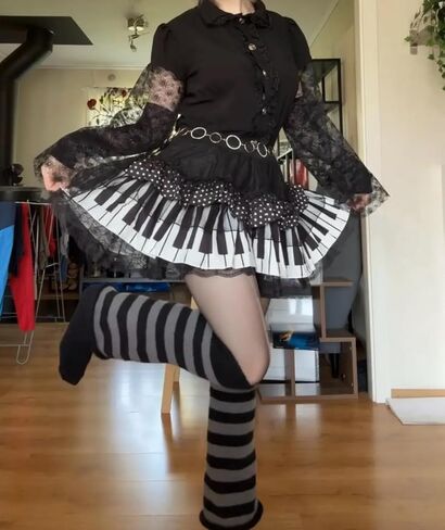 Women Piano Mini Skirts Y2k Harajuku Dark Coquette Aesthetic Grunge Black White Spliced Short Skirt in Kuwait