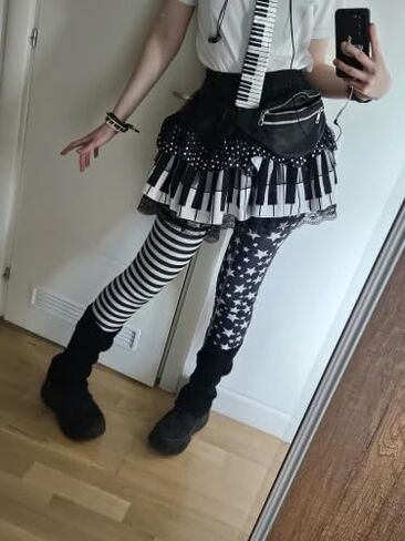 Women Piano Mini Skirts Y2k Harajuku Dark Coquette Aesthetic Grunge Black White Spliced Short Skirt in Kuwait