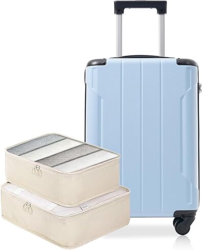 Merax Luggage Sets 3-Piece Hardshell with Spinner Wheels Lightweight Suitcase with Corner Guards (Black brown, 20/24/28) in Saudi Arabia