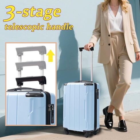 Merax Luggage Sets 3-Piece Hardshell with Spinner Wheels Lightweight Suitcase with Corner Guards (Black brown, 20/24/28) in Saudi Arabia