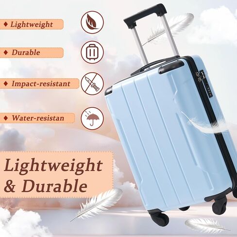 Merax Luggage Sets 3-Piece Hardshell with Spinner Wheels Lightweight Suitcase with Corner Guards (Black brown, 20/24/28) in Saudi Arabia