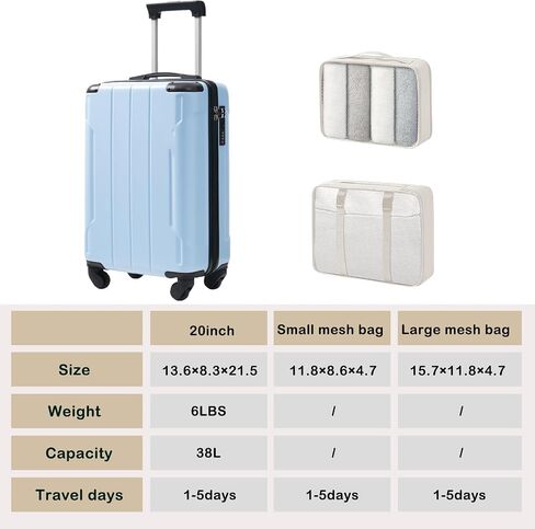 Merax Luggage Sets 3-Piece Hardshell with Spinner Wheels Lightweight Suitcase with Corner Guards (Black brown, 20/24/28) in Saudi Arabia