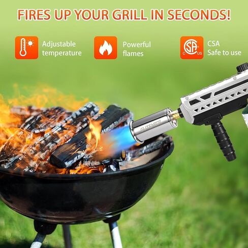 Powerful Propane Grill Torch Gun, Sous Vide Torch With Adjustable Flame, Flame Torch Thrower Gun Charcoal Lighter for BBQ, Campfire, Searing Steak, Cooking (Tank Not Included) in Saudi Arabia