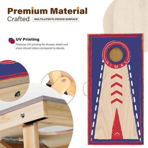 مجموعة ألواح كورنهول من هيمال للأماكن الخارجية، اختر من بين لوحات ألعاب مقاس 4 × 2 قدم أو 3 × 2 قدم تتضمن 8 أكياس رمي بفتحة الذرة in Kuwait