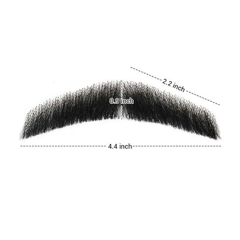 Gx Beauty Fake Realistic Mustache, 100% Human Hair Full Hand Tied Fake Beard, Resilient and Long-Lasting, Lace Invisible Fake Facial Hair for Cosplay, Halloween Costumes, and Drama Movie Makeup(Black) in Kuwait