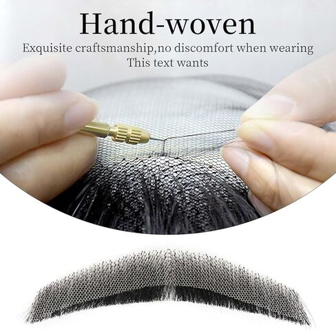 Gx Beauty Fake Realistic Mustache, 100% Human Hair Full Hand Tied Fake Beard, Resilient and Long-Lasting, Lace Invisible Fake Facial Hair for Cosplay, Halloween Costumes, and Drama Movie Makeup(Black) in Kuwait