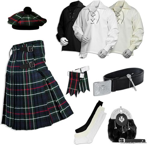 Scottish Kilt for Men - 09 Pcs Kilt Accessories for Men, Wedding Scottish Outfit, Mackenzie, 42 in Saudi Arabia