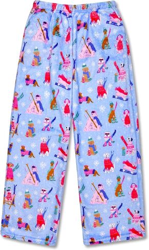 IScream Big Girls Silky Soft Plush Fun Print Fleece Pants - أسعد مجموعة العطلات in Kuwait