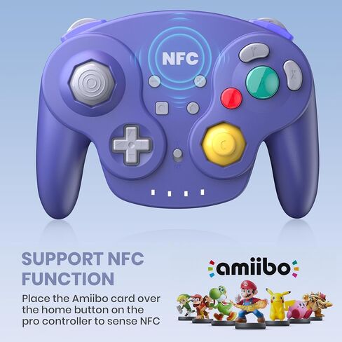 Wireless Controller for Switch/Lite/Switch Online, NGC Style Pro Controller Compatible with PC/Steam - (Built-in Rumble) (Rechargeable) (NFC)- Black in Kuwait