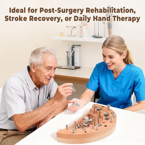 Wooden Peg board for Occupational Therapy with 3 Sizes of Pegs and Holes, Wood Pegboard for Finger Dexterity, Hands Therapy Peg Board to Improve Finger Motor Skills and Hand-Eye Coordination, 18 Holes in Saudi Arabia