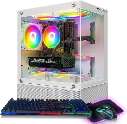 كمبيوتر سطح المكتب للألعاب STGAubron، GeForce RTX 3070 8G، Intel الجيل الحادي عشر Core i7-11700KF حتى 5.0G، 32G DDR4، 2T SSD، 600M WiFi، BT 5.0، مروحة RGB x 9، لوحة مفاتيح وماوس ولوحة ماوس RGB، W11H64 in Kuwait