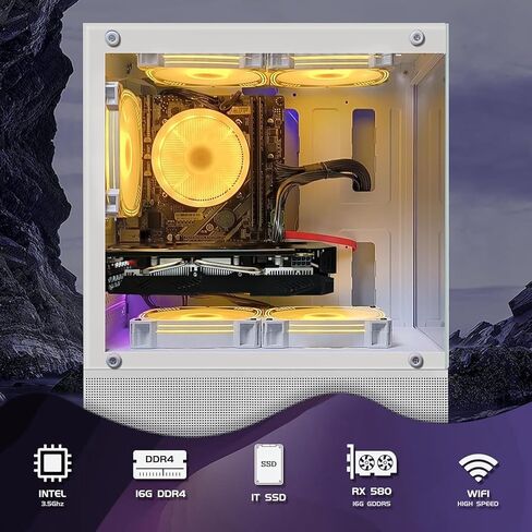 كمبيوتر سطح المكتب للألعاب STGAubron، GeForce RTX 3070 8G، Intel الجيل الحادي عشر Core i7-11700KF حتى 5.0G، 32G DDR4، 2T SSD، 600M WiFi، BT 5.0، مروحة RGB x 9، لوحة مفاتيح وماوس ولوحة ماوس RGB، W11H64 in Kuwait