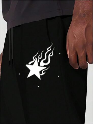 Men's Y2K Flared Sweatpants Letter Graphic Drawstring Waist Joggers Drippy Pants in Kuwait