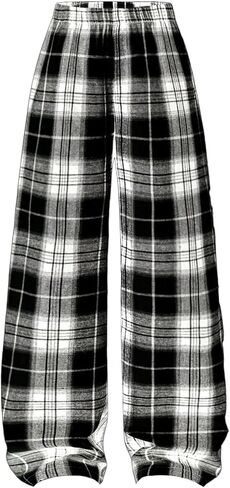 Floerns Girl's Plaid Print Straight Leg Track Pants Elastic Waist Y2k Trousers in Saudi Arabia