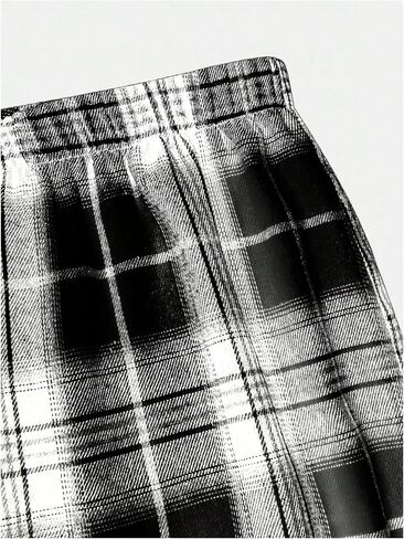 Floerns Girl's Plaid Print Straight Leg Track Pants Elastic Waist Y2k Trousers in Saudi Arabia