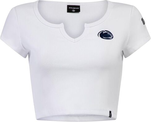 Hype & Vice Cali Tee for Women - Ohio State University Tailgate Top for Women, Crop Top T-Shirt, College Shirts for Game Days - White, Small in Saudi Arabia
