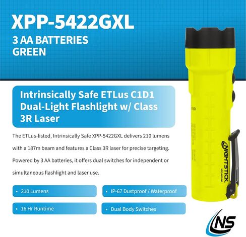 Nightstick XPP-5422GX Intrinsically Safe Dual-Light Flashlight, Green/Black in Kuwait