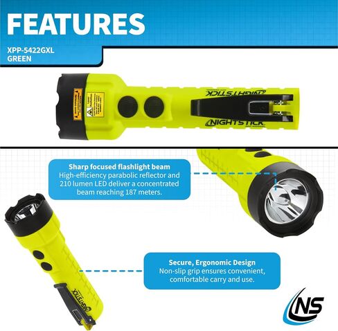 Nightstick XPP-5422GX Intrinsically Safe Dual-Light Flashlight, Green/Black in Kuwait