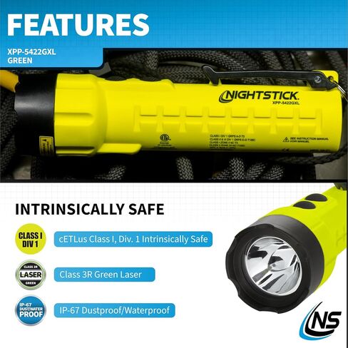 Nightstick XPP-5422GX Intrinsically Safe Dual-Light Flashlight, Green/Black in Kuwait