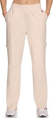 Tommy Hilfiger Women's Slant Pockets Elastic Waistband Cozy Peached Bootcut Cargo Pant in Saudi Arabia