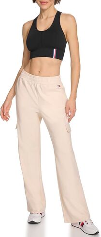 Tommy Hilfiger Women's Slant Pockets Elastic Waistband Cozy Peached Bootcut Cargo Pant in Saudi Arabia