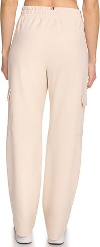 Tommy Hilfiger Women's Slant Pockets Elastic Waistband Cozy Peached Bootcut Cargo Pant in Saudi Arabia