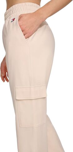 Tommy Hilfiger Women's Slant Pockets Elastic Waistband Cozy Peached Bootcut Cargo Pant in Saudi Arabia