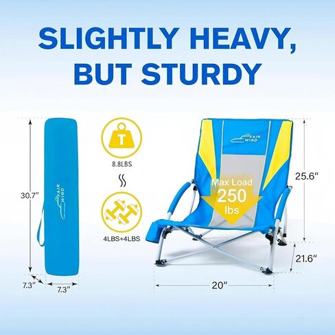 FAIR WIND 2 Pack Beach Chair with Adjustable Umbrella for Adults Portable Backpack Folding Sand Chair with Mesh Back, Cup Holder& Carry Bag for Coastal Vacations, Poolside,Park Concerts,Support 300LBS in Kuwait