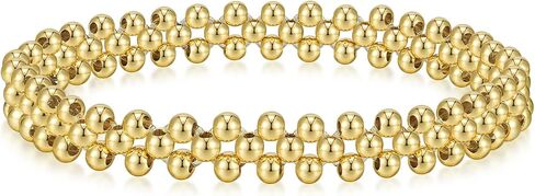14K Gold Bracelets for Women Non-Tarnish, 3-Layer Woven Beaded Bracelet for women, Elastic Stretch Adjustable Trendy 2025 for Yoga, Work, Parties & Everyday Wear, Gifts for Her in Kuwait