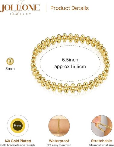 14K Gold Bracelets for Women Non-Tarnish, 3-Layer Woven Beaded Bracelet for women, Elastic Stretch Adjustable Trendy 2025 for Yoga, Work, Parties & Everyday Wear, Gifts for Her in Kuwait