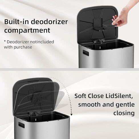 KUK 5.3 Gallon Kitchen Trash Can with Lid, Heavy Duty Hands-Free Stainless Steel Commercial Step Trash Bin with Removable Inner Bucket, Pedal Rubbish Bin for Home Office and Kitchen, 20L/5.3Gal in Saudi Arabia