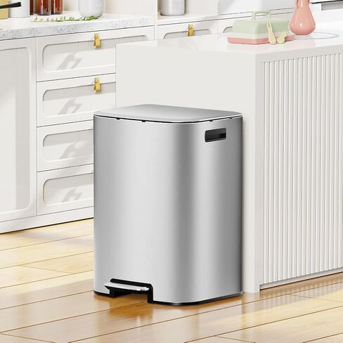 KUK 5.3 Gallon Kitchen Trash Can with Lid, Heavy Duty Hands-Free Stainless Steel Commercial Step Trash Bin with Removable Inner Bucket, Pedal Rubbish Bin for Home Office and Kitchen, 20L/5.3Gal in Saudi Arabia