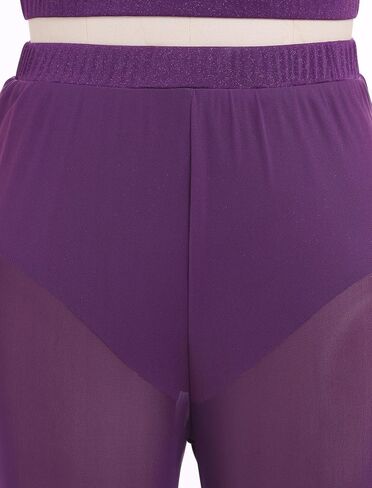 Odasdo Women Gryrical Dance Comple Tops Two Tank Tank Tops with Mesh Wide Leg Pants in Saudi Arabia