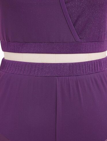 Odasdo Women Gryrical Dance Comple Tops Two Tank Tank Tops with Mesh Wide Leg Pants in Saudi Arabia