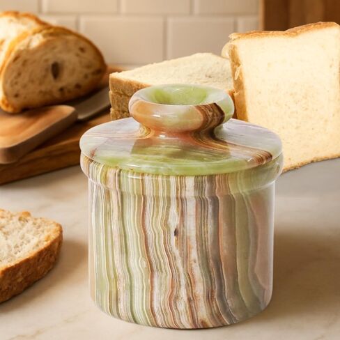 Butter Crock with Lid Multi Green Onyx Butter Keeper Best French Butter Keeper for Home Decorative Butter Pot Christmas Housewarming Gifts in Saudi Arabia