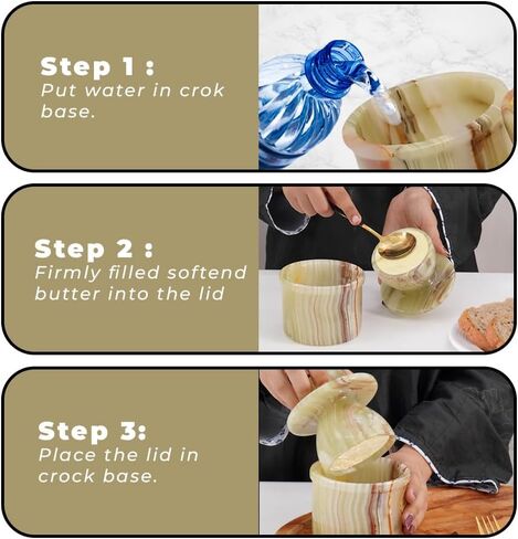 Butter Crock with Lid Multi Green Onyx Butter Keeper Best French Butter Keeper for Home Decorative Butter Pot Christmas Housewarming Gifts in Saudi Arabia