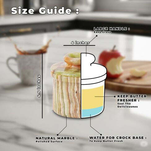Butter Crock with Lid Multi Green Onyx Butter Keeper Best French Butter Keeper for Home Decorative Butter Pot Christmas Housewarming Gifts in Saudi Arabia