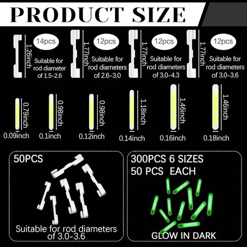 350 Pcs Clip on Fishing Glow Sticks Bulk for Rod Tips 1.5 Inch Mini Glow in The Dark Stick for Fishing Poles Green Small Fishing Glow Rods for Night Fishing in Kuwait