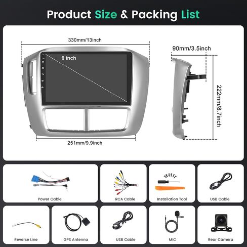 Hikity 4G+64G Android 13 Car Stereo for 2006-2008 Honda Pilot Radio, 9 Inch IPS Touch Screen Radio with Wireless Apple Carplay Android Auto, Bluetooth GPS WiFi 32EQ DSP FM RDS SWC+Mic, AHD Backup Cam in Saudi Arabia
