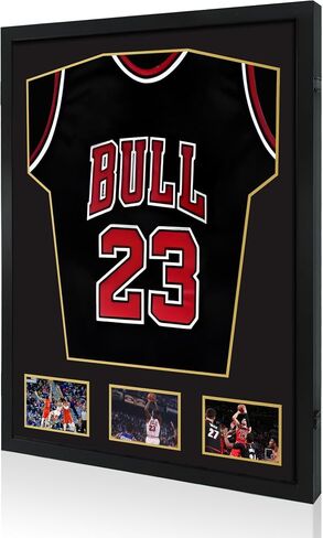 Wooden Jersey Frame Display Case 1 Pack, Large Sports Jersey Shadow Box Frame with Hangers for Hockey Football Baseball Basketball Soccer Shirt and Uniform in Saudi Arabia