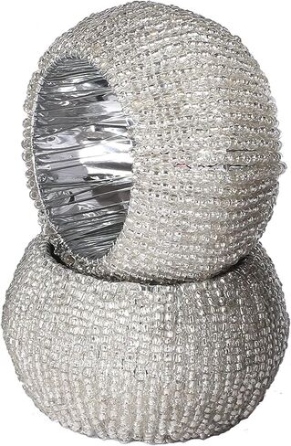 Goroly Home Home Beaded Fedabkin Rings مجموعة من 4 ، خواتم منديل مخرجة من اليدين لعيد الميلاد ، عيد الشكر ، حفلات العشاء - ديكور جمالي لإعداد طاولتك - الذهب in Kuwait